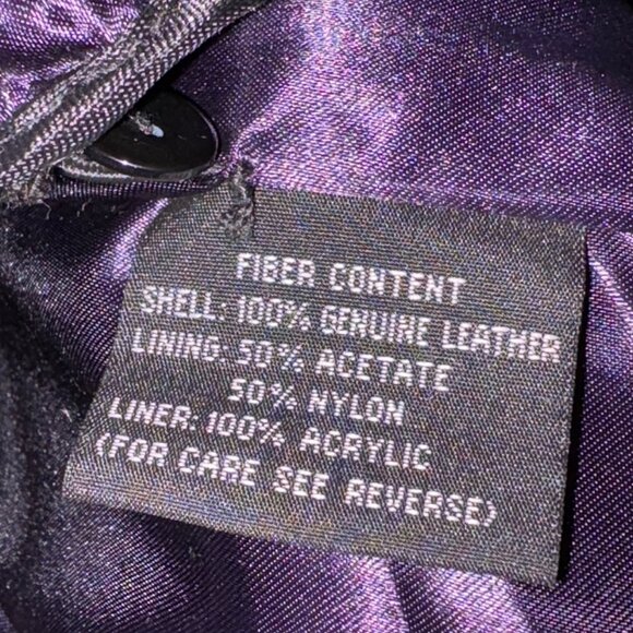 Frequency Mens Genuine Leather Jacket With Quilted Purple Lining XL Black - Picture 8 of 10